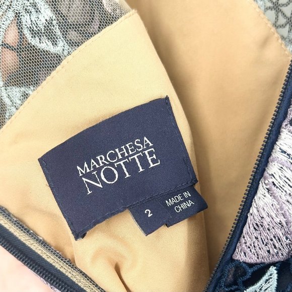 Marchesa Notte Floral Embroidered Guipure Maxi Dress - Picture 10 of 12